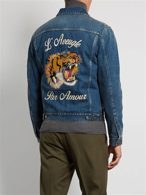 gucci tiger jacket ioffer|gucci tiger denim jacket.